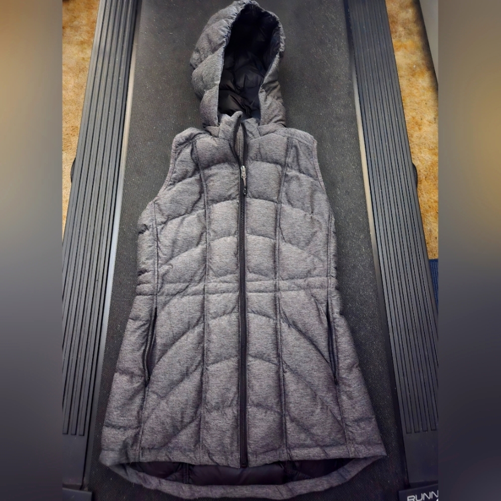 Women's Size Small Gray Hooded Down Puffer Vest